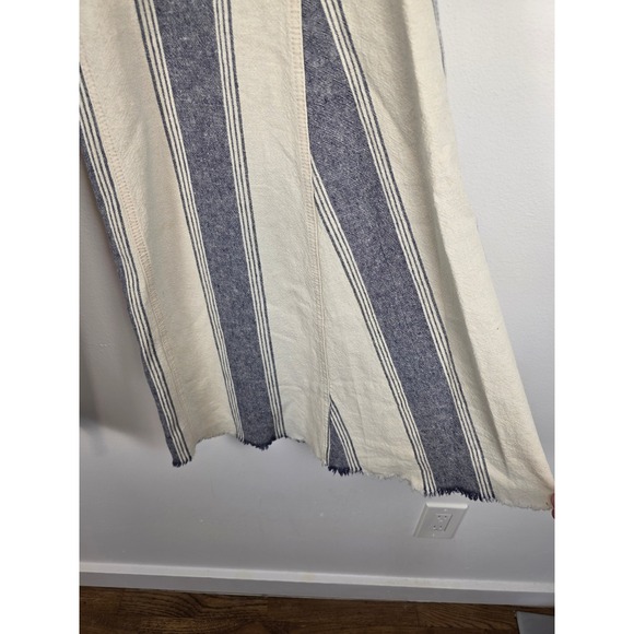 Free‎ People Striped Wide Leg Flare Pants Size 0 Raw Hem High Waist Boho Chic - Picture 4 of 9